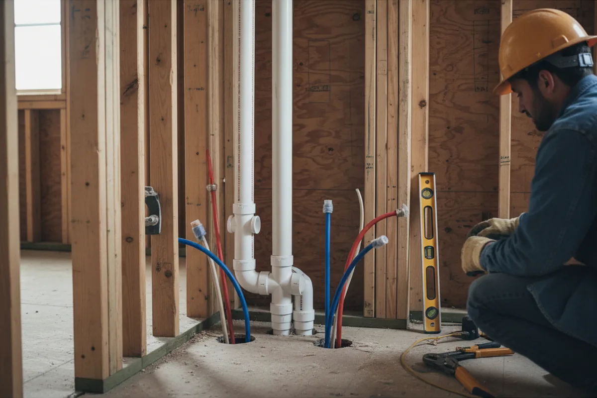 Drain and supply rough-in during Drain Cleaning in Poynor