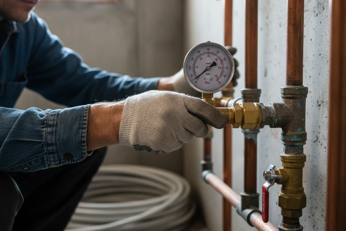 Pressure testing a repaired line during Water Line Repair in Poynor