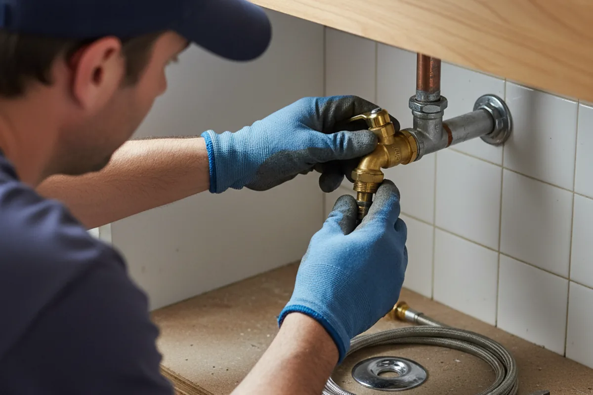 Shutoff valve and fitting work during Emergency Plumbing in Poynor
